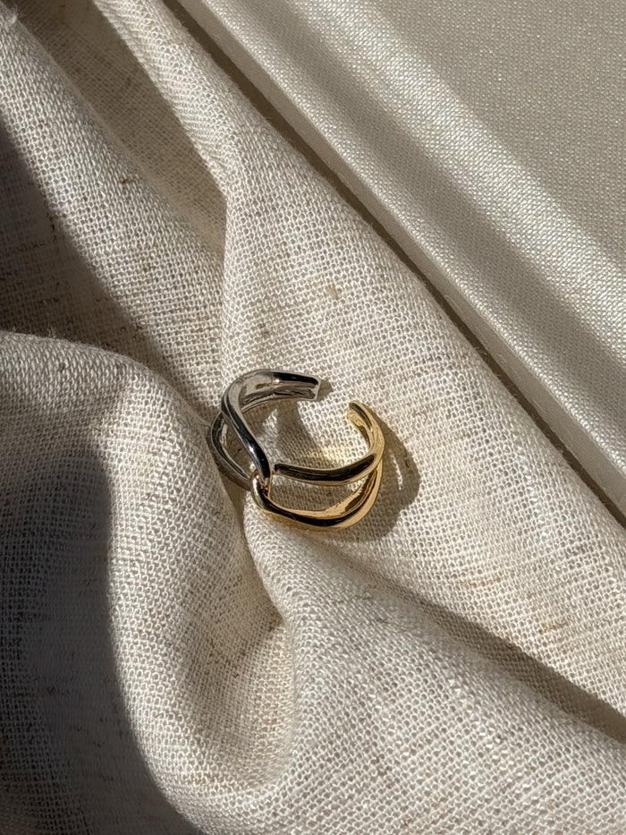 Two Tone Knot Twist Ring - Stitch And Feather