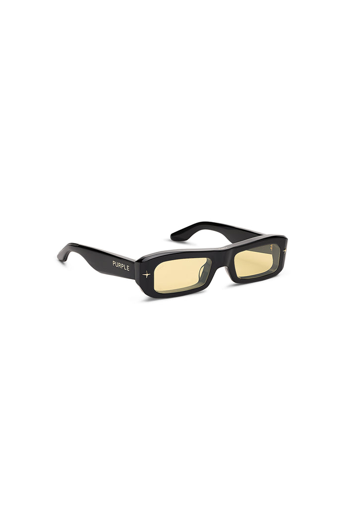 Mercer rectangular sunglasses with warm yellow tinted TRX lenses and 100% acetate frame