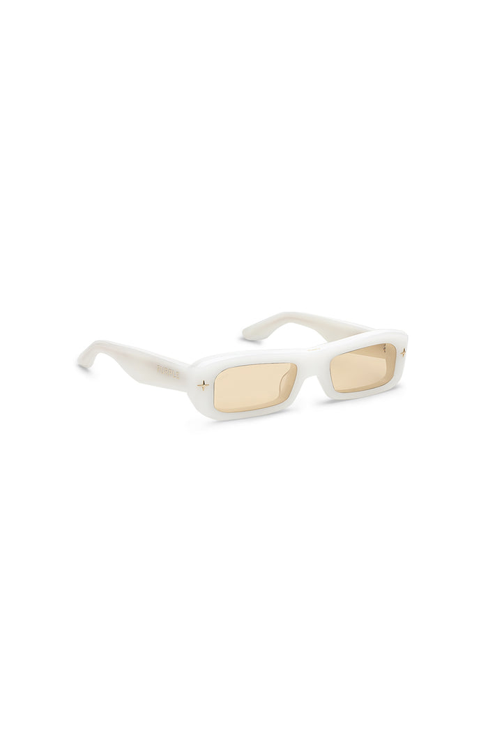 V002 Mercer rectangular sunglasses with brown tinted TRX lenses and 100% acetate frame.