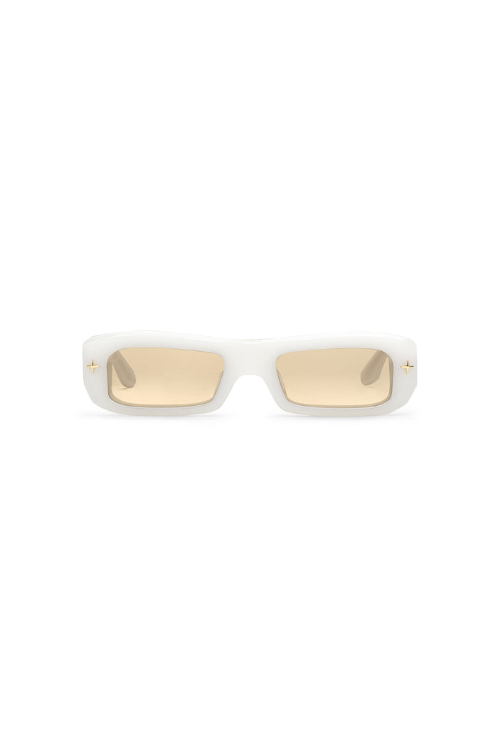 V002 Mercer sunglasses with rectangular frame and brown tinted TRX lenses.
