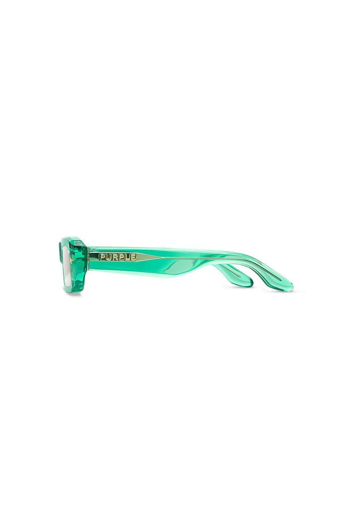 V002 Mercer sunglasses with semi transparent acetate frame and light silver tinted TRX lenses.