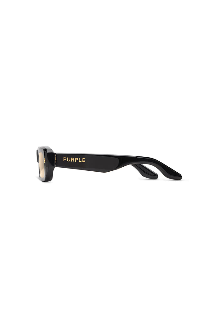 V002 Mercer sunglasses with rectangular acetate frame and warm yellow tinted TRX lenses