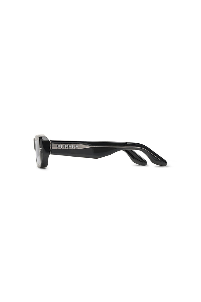 V002 Mercer rectangular sunglasses with smoke gray tinted lenses in acetate frame.