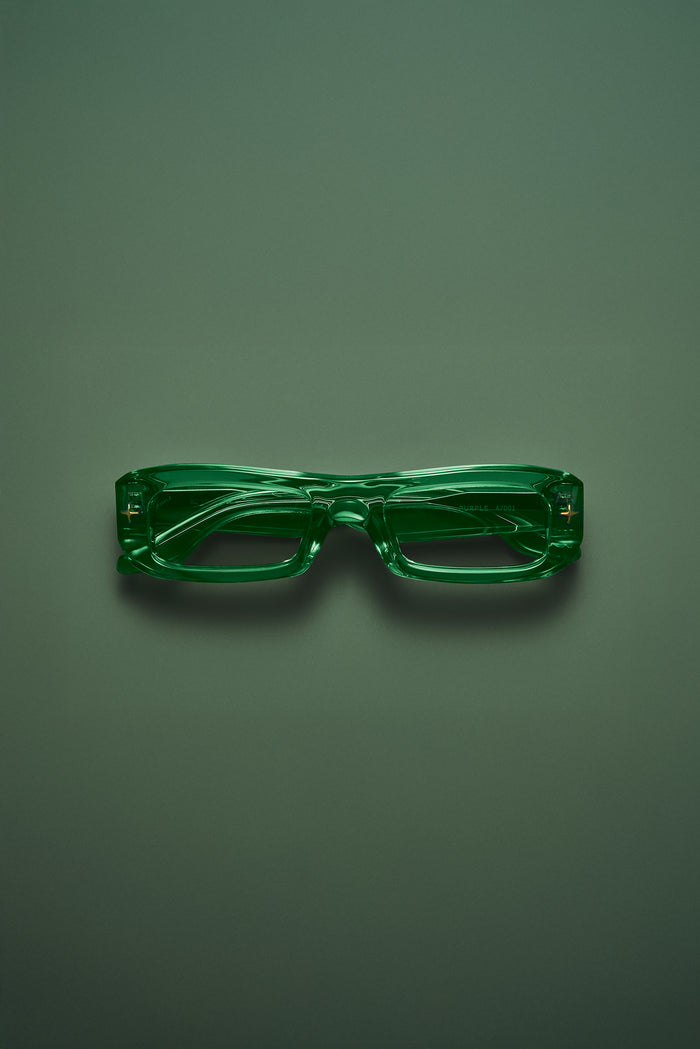 V002 Mercer rectangular sunglasses with semi-transparent acetate frame and light silver tinted lenses