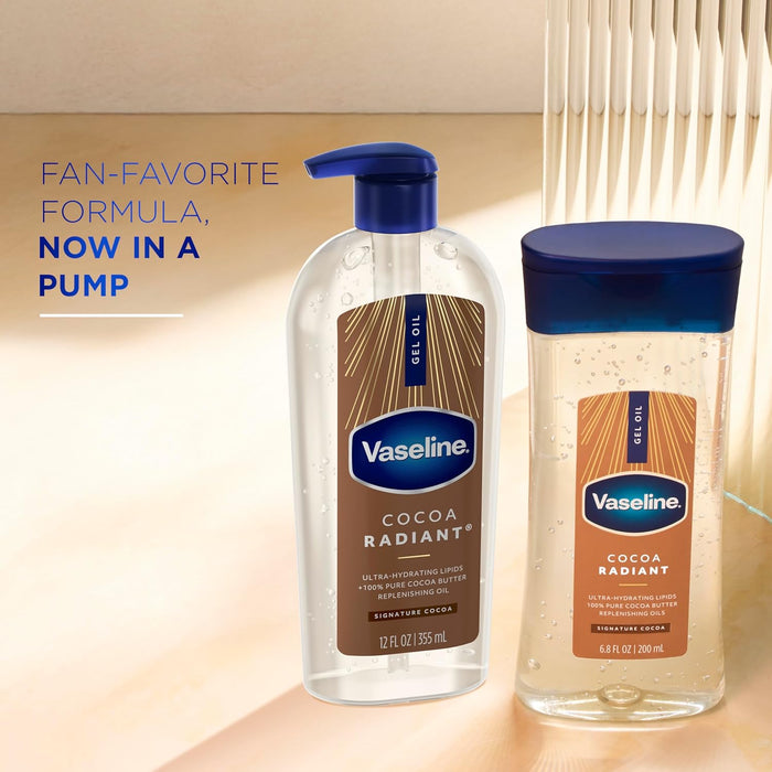 Vaseline Intensive Care Cocoa Radiant Body Gel Oil with 100% Pure Cocoa Butter, 12 oz