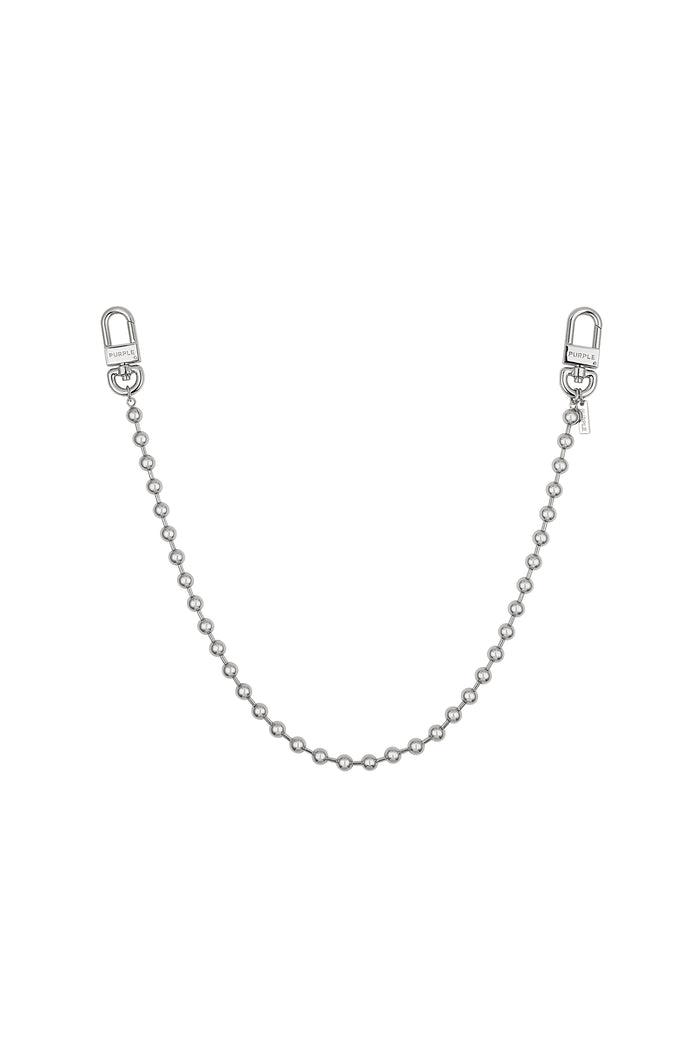 Wallet Ball Chain silver-tone with snap hook and split ring for securing wallets.