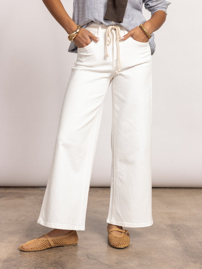 Wandering Wide Leg Jeans in White - Stitch And Feather