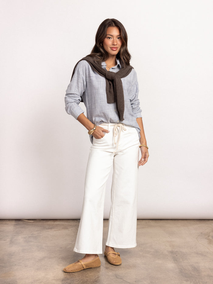 Wandering Wide Leg Jeans in White - Stitch And Feather