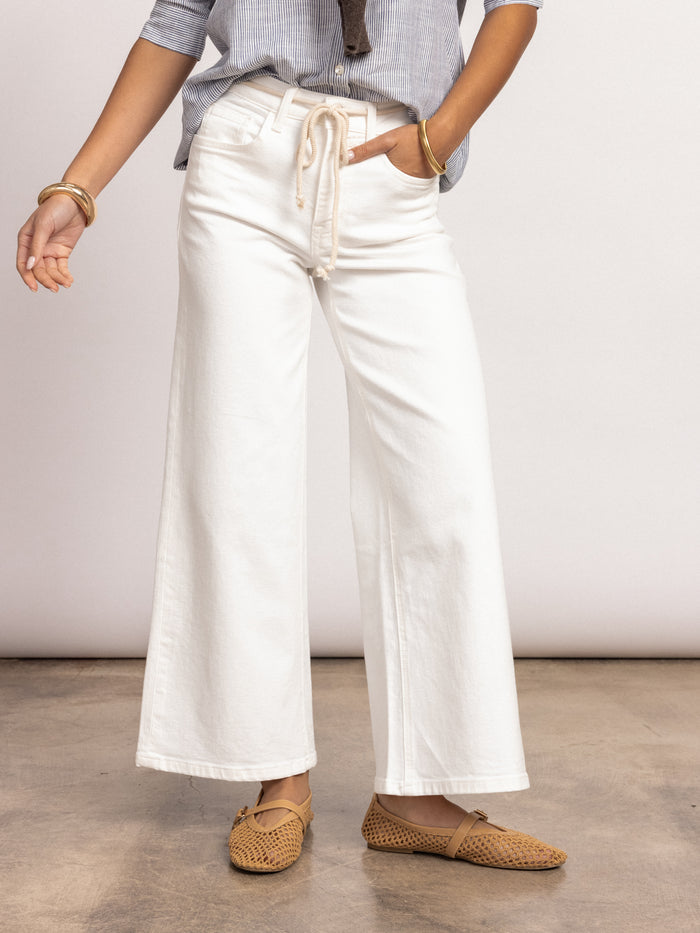 Wandering Wide Leg Jeans in White - Stitch And Feather