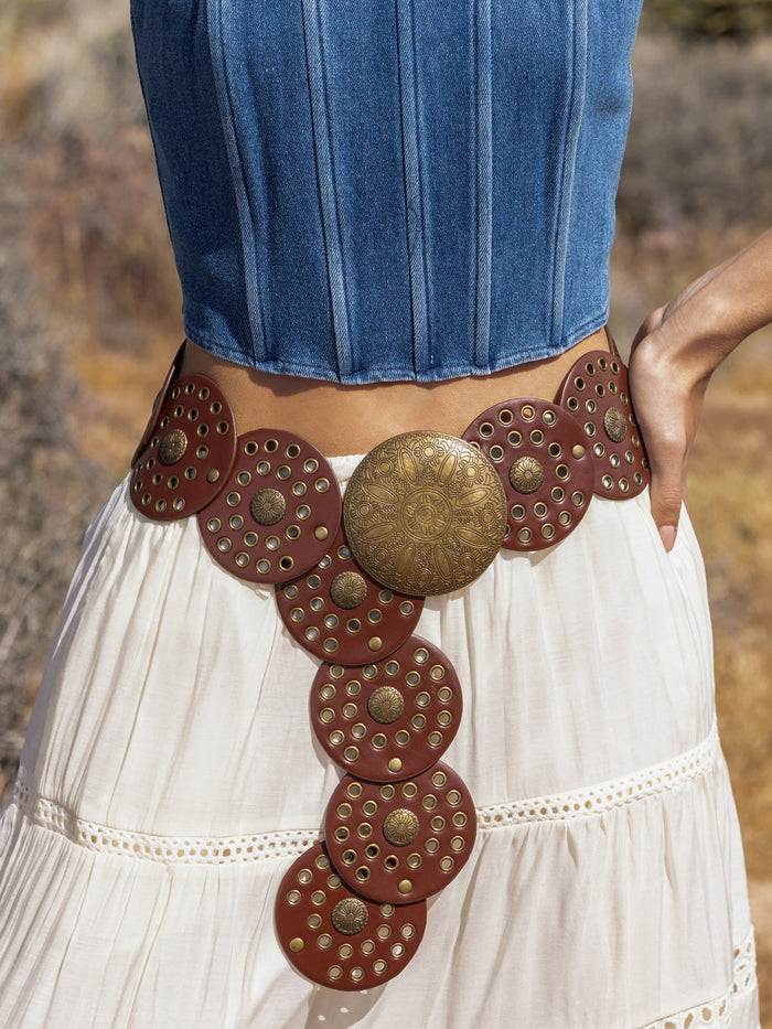Western Circle Belt in Brown - Stitch And Feather