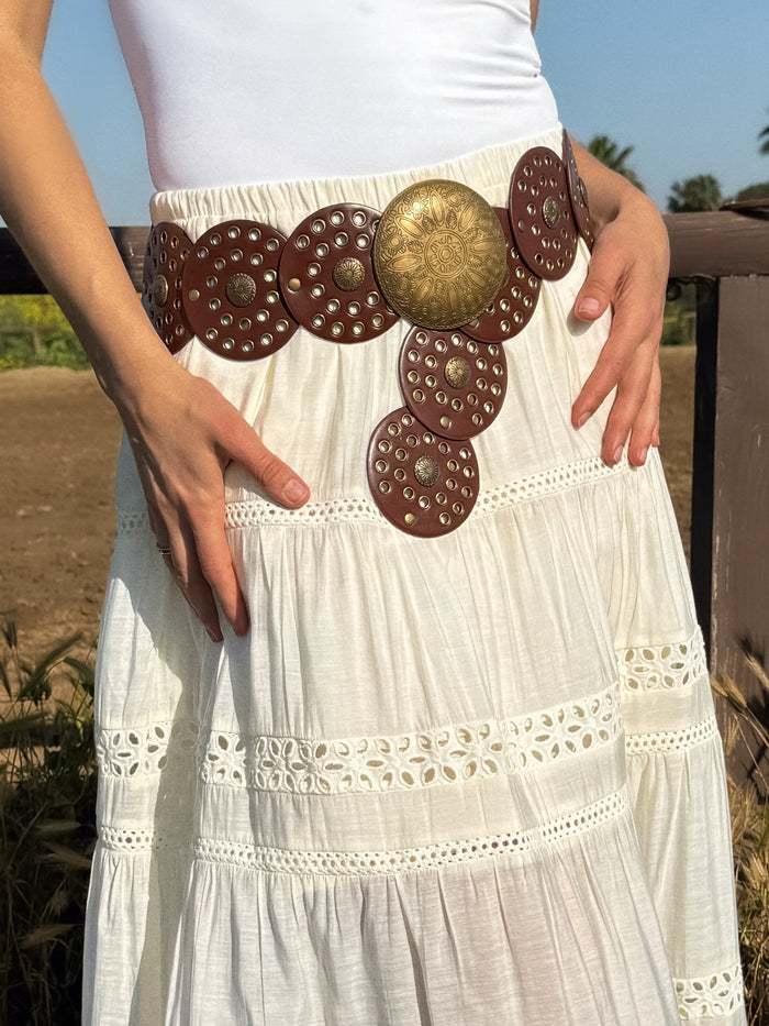 Western Circle Belt in Brown - Stitch And Feather