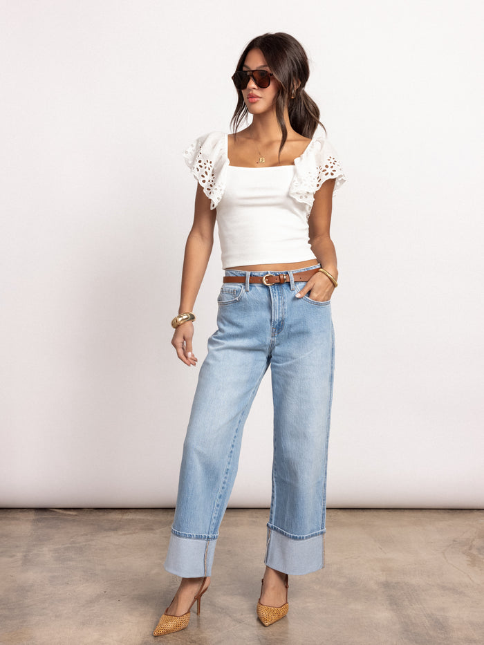 Weston Cuffed Straight Leg Jeans - Stitch And Feather