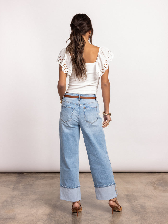 Weston Cuffed Straight Leg Jeans - Stitch And Feather