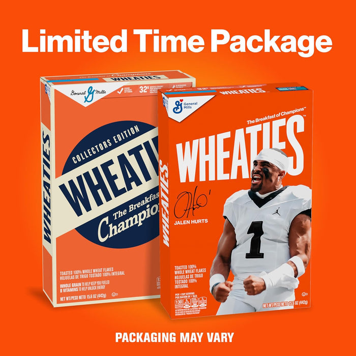 Wheaties Cereal, Breakfast of Champions, Jalen Hurts Cereal Box, 100% Whole Wheat Flakes, 15.6 oz