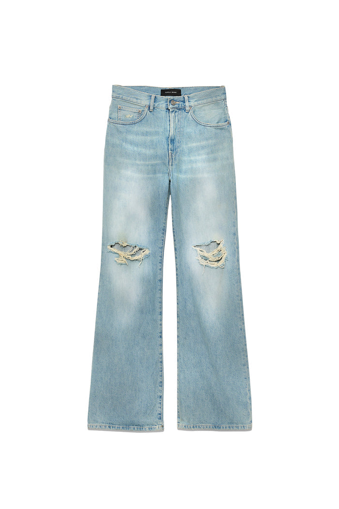Wide Rip 90s Authentic denim in light indigo with wide relaxed leg and five pocket styling.
