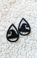 Witches Hat Faux Leather Drop Dangle Earrings