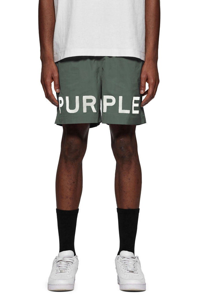 Wordmark All Around Short Swimwear with elastic waistband and flat drawcord, size options available.