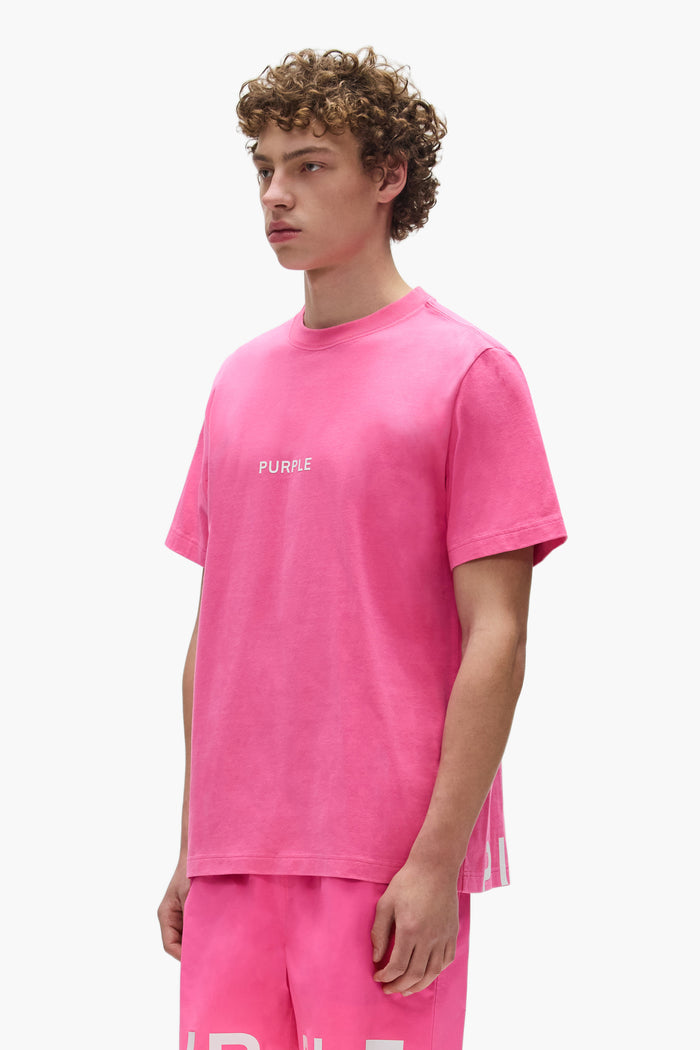 Wordmark Cut Tee in acid wash with silicone print, available in sizes XS to 3XL.