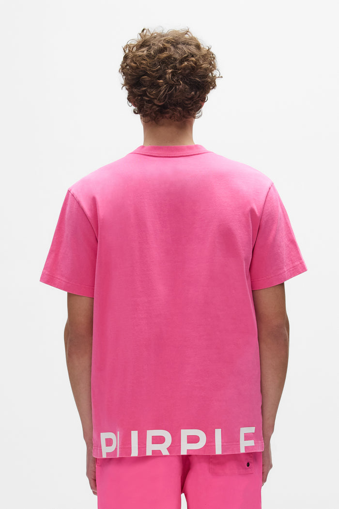 Wordmark Cut Tee in Heavyweight Jersey with Acid Wash and Silicone Print, Regular Fit
