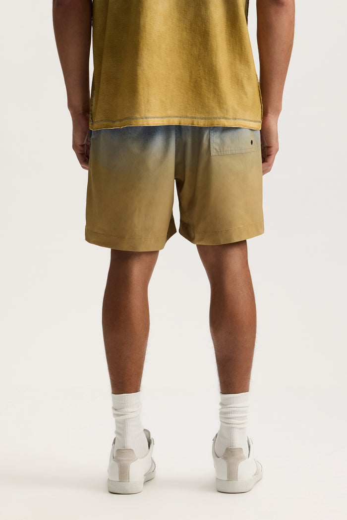 Wordmark Fade All Around Short Swimwear with elastic waistband, available in multiple sizes.