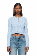 Wordmark Pointelle Cardigan with button front placket and all-over logo design