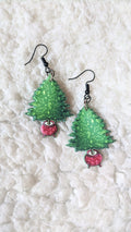 Xmas Trees With Creepy Ornaments Alternative Christmas Acrylic Earrings