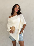 Yara Asymmetrical Knit Poncho - Stitch And Feather