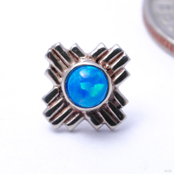 14k White Gold / Blue Opal / Large