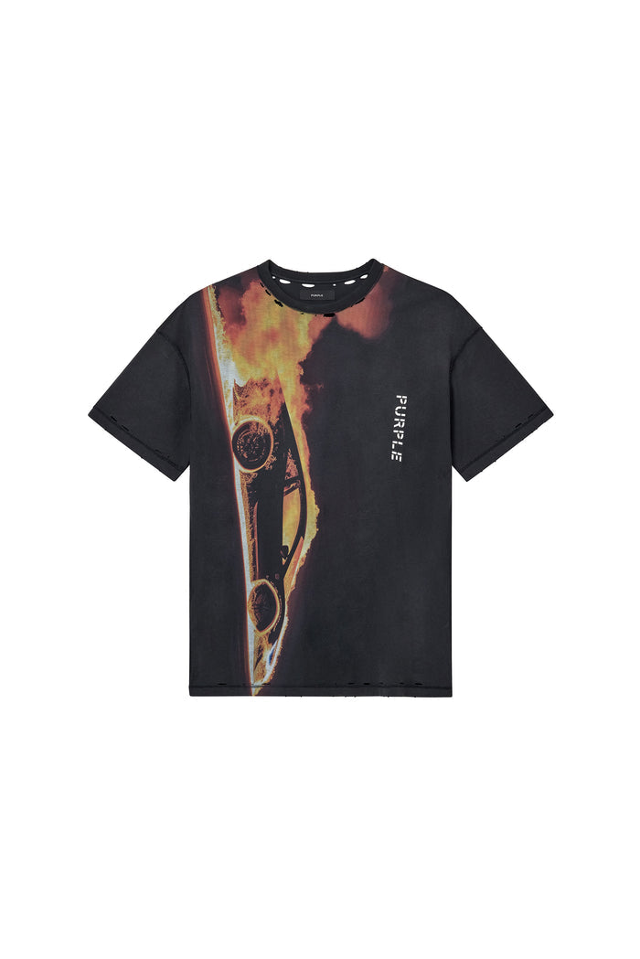 Zut Alors Tee in Black Beauty, textured jersey, regular fit, heavy acid wash, 100% cotton.